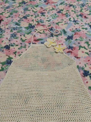 Top Crochet Flores Blanco Talla Única