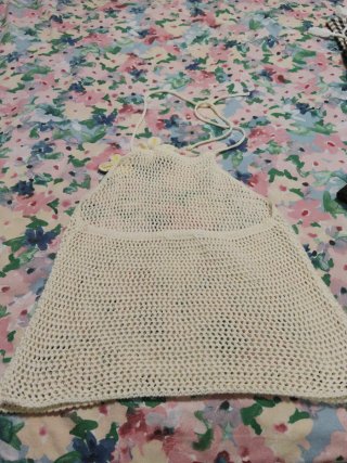 Top Crochet Flores Blanco Talla Única