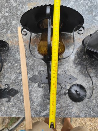 Faroles de forja con cristal ámbar (2 unidades)