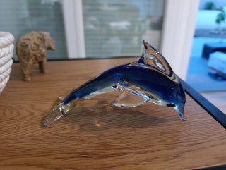 Delfín de cristal azul Murano