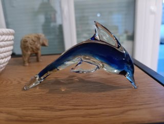 Delfín de cristal azul Murano