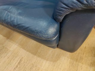 Sofá Granfort Piel Azul 4 Plazas 270cm