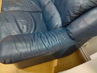 Sofá Granfort Piel Azul 4 Plazas 270cm