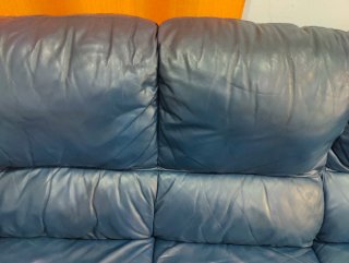 Sofá Granfort Piel Azul 4 Plazas 270cm
