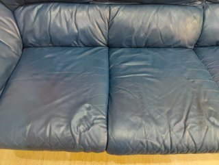 Sofá Granfort Piel Azul 4 Plazas 270cm