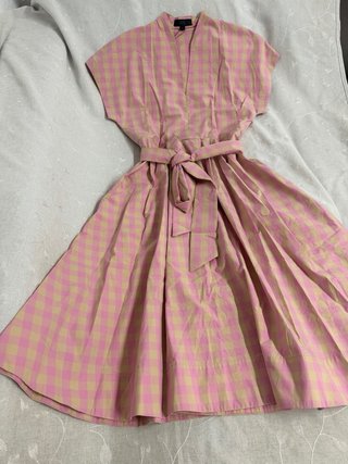 Vestido ZARA popelina rosa y blanco