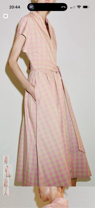 Vestido ZARA popelina rosa y blanco