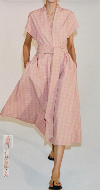 Vestido ZARA popelina rosa y blanco