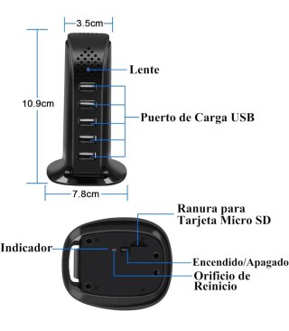 Cámara Espía Cargador USB WiFi HD 1080P App Tuya