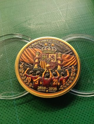 Moneda España campeona del mundo de fútbol "Copa".
