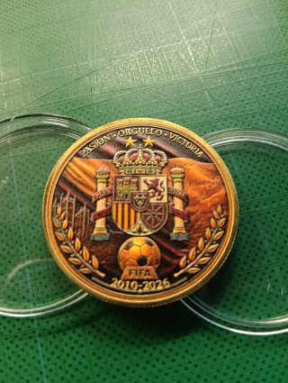 Moneda España campeona del mundo de fútbol "Copa".