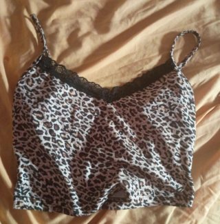 Top Leopardo con Encaje Negro