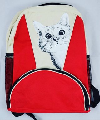 Mochila Negra Corazón Flores Bolsillos