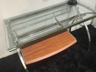 Escritorio cristal y madera