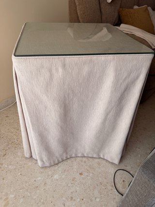 Mesa camilla con cristal y funda beige