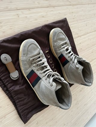 Zapatillas Gucci Altas Beige/Rojo