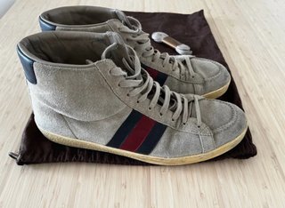 Zapatillas Gucci Altas Beige/Rojo