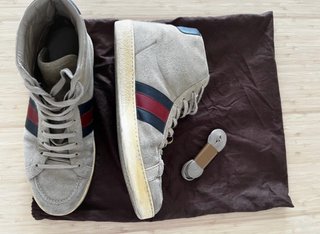 Zapatillas Gucci Altas Beige/Rojo