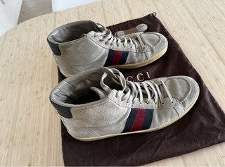 Zapatillas Gucci Altas Beige/Rojo