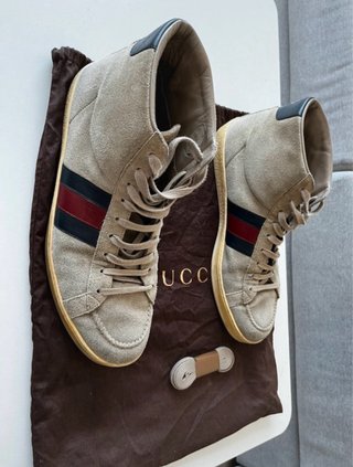 Zapatillas Gucci Altas Beige/Rojo