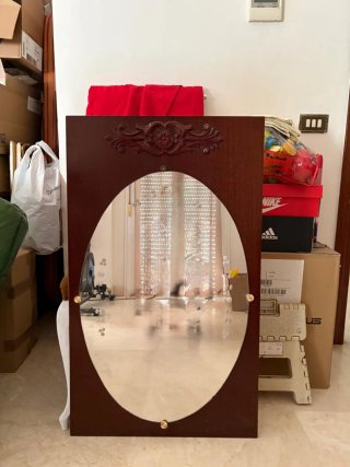 Espejo de pared ovalado madera
