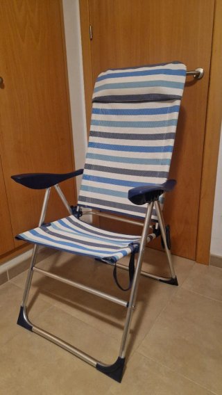 Silla de Playa Plegable Rayas Azul