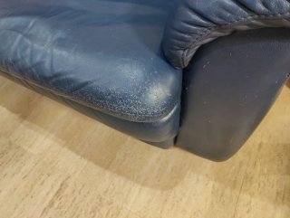 Sofá Granfort Piel Azul 4 Plazas 270cm