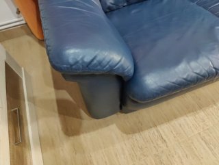Sofá Granfort Piel Azul 4 Plazas 270cm
