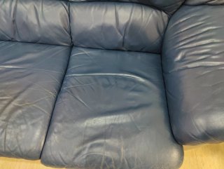 Sofá Granfort Piel Azul 4 Plazas 270cm