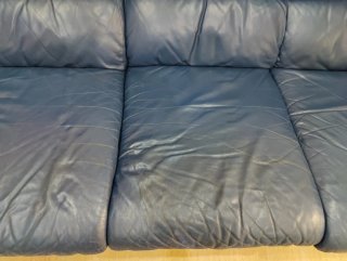 Sofá Granfort Piel Azul 4 Plazas 270cm
