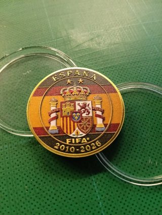 Moneda España campeona del mundo de fútbol "Guante