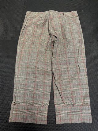 Pantalón de cuadros gris y rosa mujer
