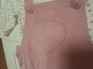 Conjunto Peto y Camiseta Bebe Rosa Lunares
