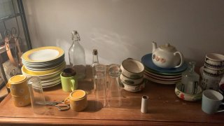Vajilla y vasos de cristal y porcelana