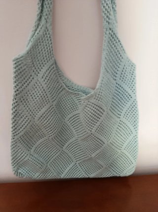 Bolso de ganchillo azul verano