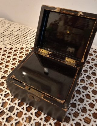 Caja de té antigua mediados siglo XIX