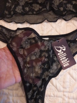 Completo intimo Bolleblu nero pizzo floreale