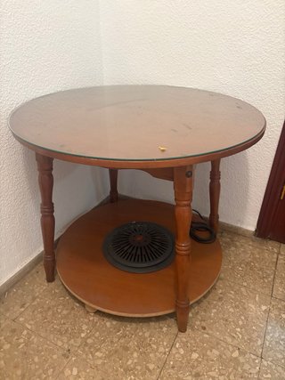 Mesa camilla redonda con tarima