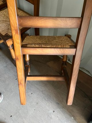 Conjunto 4 Sillas Rústicas Madera y Mimbre