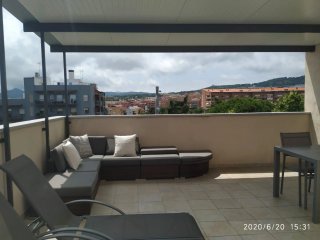 Sofá de terraza gris/marrón