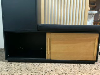 Mueble recibidor zapatero negro y madera