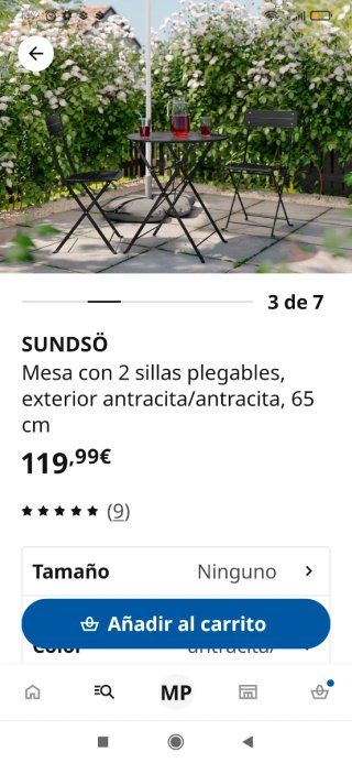 Mesa y 2 Sillas Plegables IKEA