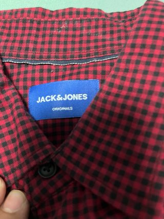 Camisa Jack & Jones cuadros roja manga larga