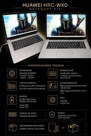 Huawei MateBook D15 (MRC-WX0) Plata