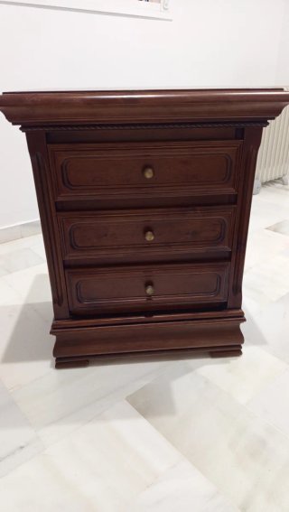 Dormitorio Completo Madera Maciza - Nogal Glaseado
