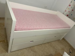 Cama nido blanca con cajones y colchones viscoelás