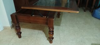 Mesa de centro elevable madera y cristal