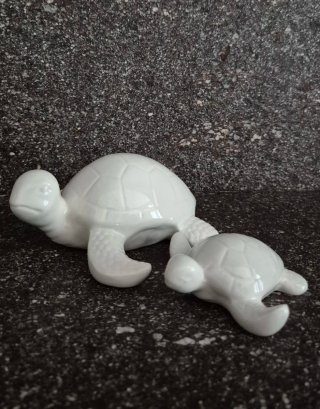 Set 2 Tartarughe Ceramica Bianche