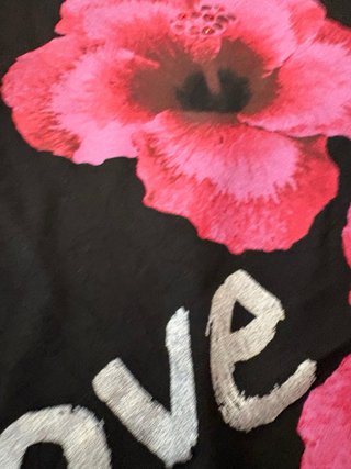 Vestido Desigual Negro Flores Rosas Talla M