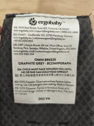 Mochila Portabebés Ergobaby Omni Breeze Gris